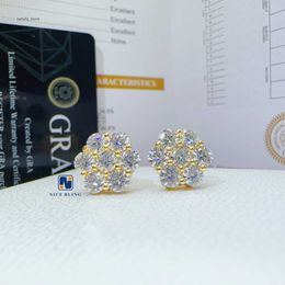 Boucles d'oreilles en diamant Moisanite Moisanite Men Hiphop 925 Sterling Silver Moissanite Eaute d'oreille pour femmes