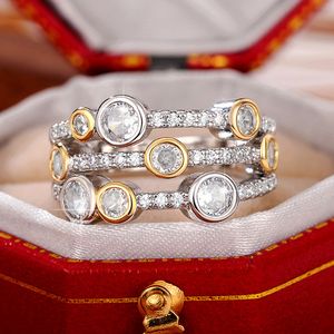 Cluster Huitan Vintage Two Tone Ladys Jubileumfeest Dagelijkse draagbare kubieke zirkonia ringen trend dames sieraden 230424