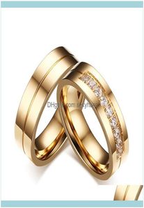 Bijoux en cluster Gold Color Bands de mariage anneaux pour femmes hommes qualité CZ Couple de fiançailles promesse anniversaire Alliance3813471