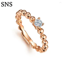 Clusterringen 0,14 CTW Round Cut Certified Si/H Real Diamond Engagement Wedding Ring For Women Solid 14K Rose Gold Au 585 Fijne sieraden