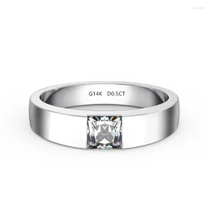 Clusterringen 0,5 CT Princess Cut Moissanite diamanten ring 14K witgoud fijne huwelijksverjaardag sieraden