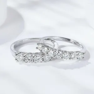Cluster Ringen 0.7ct D Kleur Moissanite Eternity Ring S925 Sterling Zilver Geplatineerd Diamond Band Half Stapelbaar Voor Vrouwen