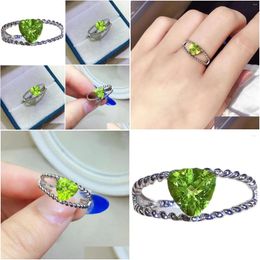 Clusterringen 0.8CT 7 mm biljoen vorm peridot ring natuurlijk sier voor dagelijkse slijtage vrouw brithdday cadeau drop levering sieraden dhcbd