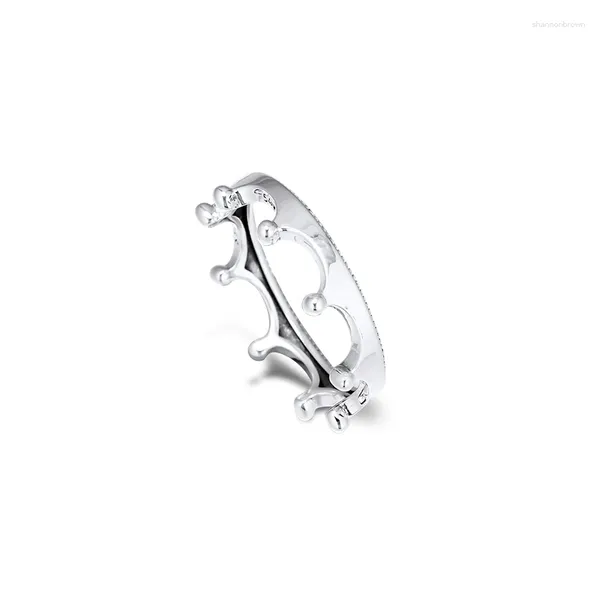 Anillos de racimo 1: 1 Anillo Pulido Corona 925 Plata esterlina Joyería original para hombres Mujeres Regalo R209