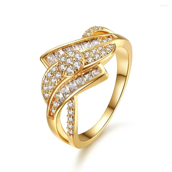 Bagues de cluster 1,5 ct Bague de fiançailles Zirconia Fashion Gold Couleur Bijoux Creative Femmes