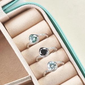 Cluster anneaux 1 6,5 mm noir bleu vert couleur Moisanite Ring S925 Sterling Silver For Charm Lady Femme Datation Jewerly Gift