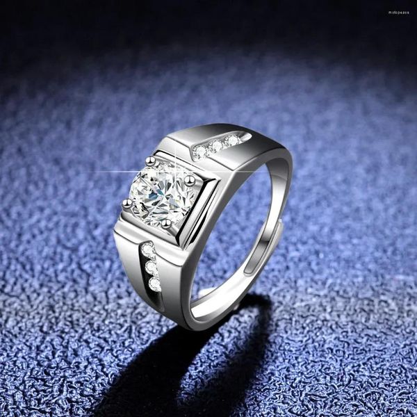 Cluster anneaux 1 Ring Moisanite 925 Silver for Men Gift Eternity Engagement Mariage Band
