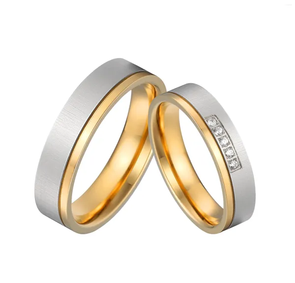 Anillos de racimo 1 par Love Alliance Últimos diseños de anillos de bodas de pareja chapados en oro de 18 k para hombres y mujeres Promesa de aniversario Matrimonio