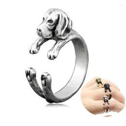 Cluster anneaux 1 morceau vintage boho en laiton argument beagle chiot animal anel anel mini chien anillos couple pour femmes hommes bijoux ami