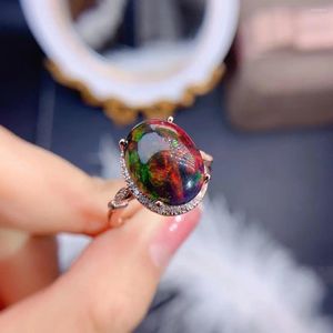 Anneaux de cluster 10 14mm naturel noir opale goutte d'eau anneau de luxe exquis dames bijoux classique mode S925 pur argent produits d'automne