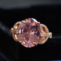 Anillos de racimo 100% Plata de Ley 925 anillo de piedra Natural romántico 10ct diamante de morganita boda fiesta para mujer joyería fina sólida