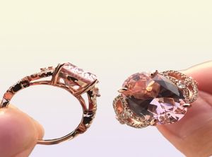 Clusterringen 100 925 sterling zilver natuursteen ring romantisch 10ct Morganite diamanten bruiloft voor vrouwen massief fijn juweel2169905