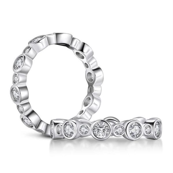 Anillos de racimo 100% puro 925 plata esterlina CZ Zircon Anillo de dedo Fila Taladro Joyería apilable para mujeres Fiesta Promesa Wedding232N