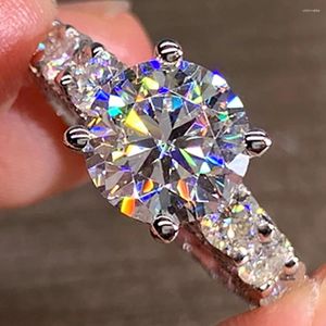 Cluster ringen 10K Au417 wit goud vrouwen bruiloft verlovingsring 1 2 3 4 5 ronde Moissanite diamant luxe trendy elegant