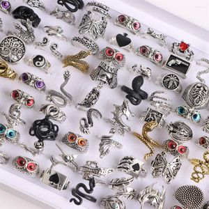 Cluster Ringen 10 stks/partij Vintage Slang Uil Dragon Eye Kan Open Verstelbare Maat Sieraden Voor Mannen Vrouwen Gemengde Punk gotische Stijl