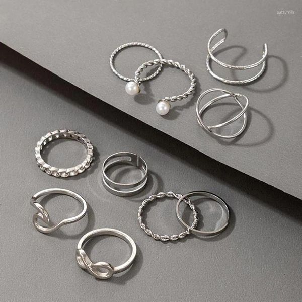 Cluster anneaux 10pcs / set anneau en acier inoxydable Halloween pour femmes accessoires bijoux style punk sur phalanx anel masculino women's