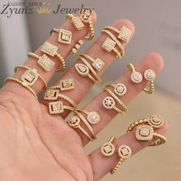Anneaux de cluster 10pcs Zircon Crystal Ring For Women 18K Gold plaquée Ring 2024 Tendance Couple de mariage Boîte bijoux Gift Bag Femme Anime L240402