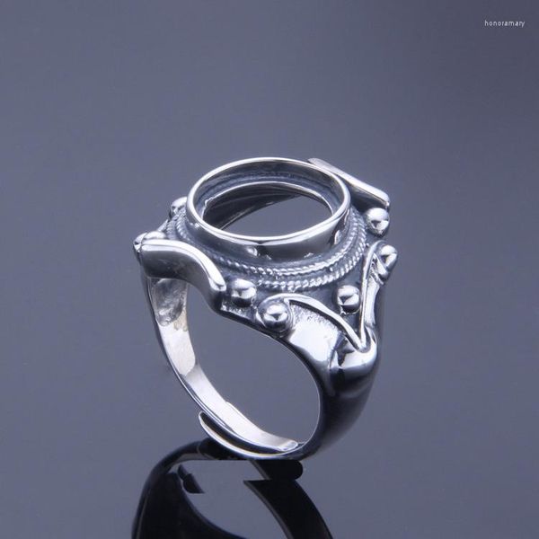 Anillos de racimo 11 13mm 925 PLATA DE LEY Hombres Bases de montaje semi en blanco Base en blanco Ajuste de anillo Accesorios de joyería de boda Diy A4971