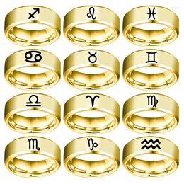 Cluster Rings 12 Zodiac Finger Ring Fashion roestvrij staal Ram Taurus vriendschap juwelen accessoires kerstcadeau voor vrouwen