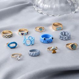 Anillos de racimo 12 unids elegante banda de dedo regalo anillo abierto mano de obra fina llamativo corazón de diamantes de imitación