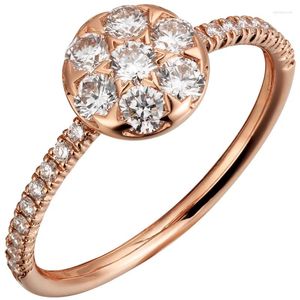 Clusterringen 14K Au585 Rose Gold Ring Dames Huwelijksverjaardag Verloving Ronde Moissanite Diamant Elegant Trendy Romantisch