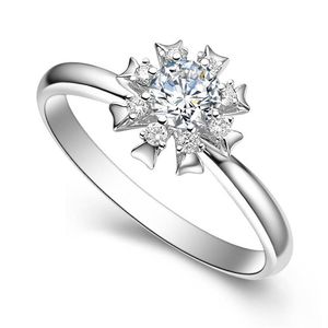 Bagues de cluster 14K Au585 Bague en or blanc Femmes Mariage Anniversaire Engagement Fête Fleur 8 Griffe Ronde Moissanite Diamant Élégant 339h