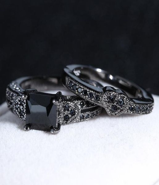 Bonnes de cluster 14K Black Gold 15 S Ring d'obsidienne pour femmes Engagement de luxe Bizuteria anillos Gemstone et Diamond Wedding2595889