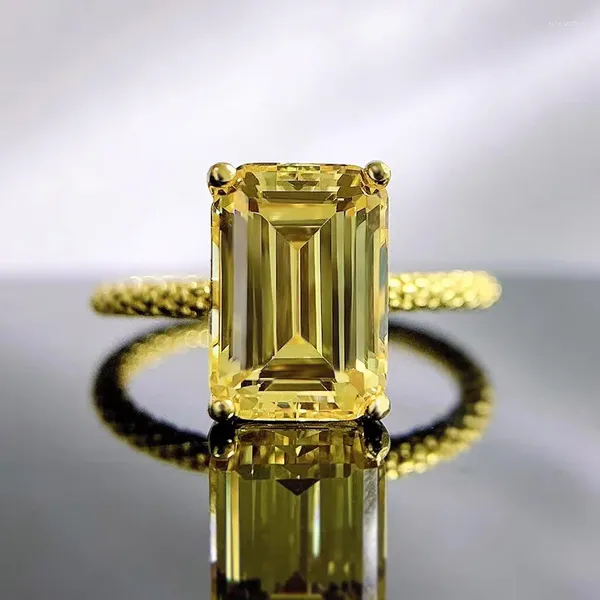 Anillos de racimo 14k oro esmeralda corte topacio anillo real 925 plata esterlina fiesta banda de boda para mujeres hombres compromiso joyería regalo
