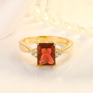 Bagues De Grappe Bague En Or 14K Origine Rubis Bijoux Pierres Précieuses Bizuteria Anillos De Mariage Bandes De Fiançailles Femmes