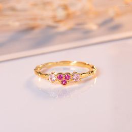 Cluster ringen 14K gouden sieraden Ruby Ring voor vrouwen Bague of Jaune Anillos de Red Gemstone Wedding 14 K Bizuteria Anel