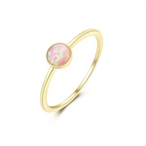 Cluster Ringen 14K Goud Roze Opaal Tiny Leuke Steen Edelsteen Ring Bruidsmeisje Gift Anniversary Party Zilveren Sieraden