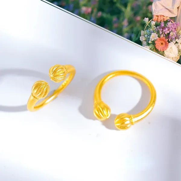 Anillos de racimo 14k color oro puro vivo pequeño diseño de gama alta personalizado ajustable para mujeres regalos de joyería