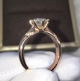 Cluster anneaux 14K Rose Gold Ring Prong Setting Lab Moisanite Stone VVS1 Brilliant Round Cut Special Ringscluster