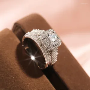 Anillos de racimo 14k Gold White Natural 2 S Diamond Jewelry Ring para mujeres Men Bridal Set anillos de con circonía Gemstone Bizuteria