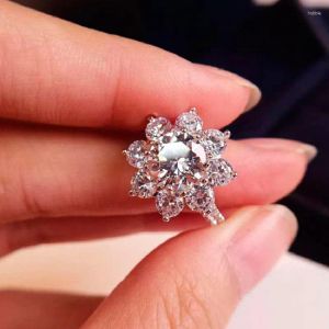 Bagues de cluster Bague en or blanc 14 carats Mosan Diamond D Couleur VVS1 Mariage / Fiançailles / Anniversaire / Anniversaire / Fête / Cadeau de la Saint-Valentin