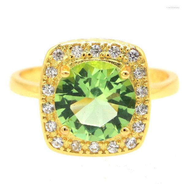 Cluster Anneaux 14x14mm Belle Mignon Vert Tsavorite Grenat Émeraude Rose Tourmaline Smokey Topaze Femmes Argent En Gros Goutte