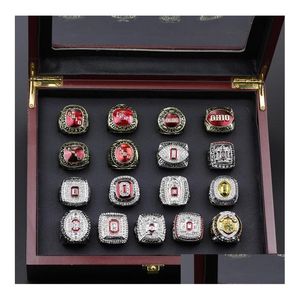 Clusterringen 17pcs Ohio State Buckeyes Nationaal Kampioenschap Ring Set Solid Mannen Fan Brithday Gift Groothandel Drop Delivery j Dhflg