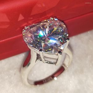 Clusterringen 18K 750Au gouden ring 10 DVVS hart Moissanite diamant rond bruiloftsfeest verloving jubileum trendy