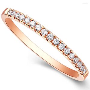Cluster Rings 18K AU750 ROSE GOUD RING Women Wedding Anniversary Engagement Party Round Moissanite Diamond Elegant Romantic Trendy