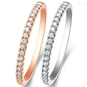 Clusterringen 18K Au750 Rose Witgoud Ring Dames Bruiloft Verjaardag Verlovingsfeest Ronde Moissanite Diamant Elegant Romantisch Trendy