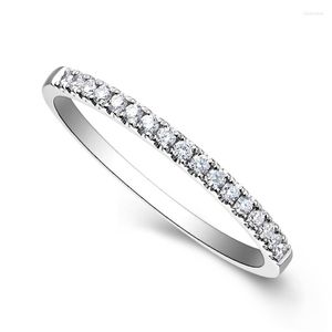 Cluster Rings 18K AU750 Wit Gold Ring Vrouwen Wedding Verjaardag verlovingsfeest Ronde Moissanite Diamond Elegante romantische trendy