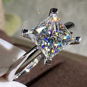 Cluster Ringen 18K Au750 Wit Goud Vrouwen Bruiloft Verlovingsring 1 2 3 4 5 Vierkante Prinses Moissanite diamant Trendy Klassieke