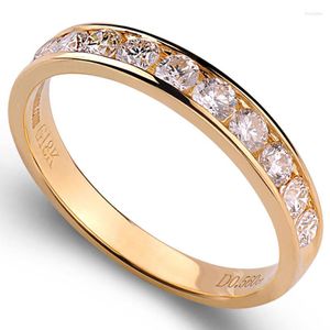 Cluster Rings 18k Au750 Geelgoudring Vrouwen Wedding Verjaardag verlovingsfeest Ronde Moissanite Diamond Elegante romantische trendy