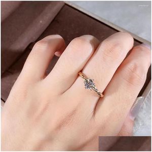 Cluster Rings 18K AU750 Geelgouden vrouwen Ring Moissanite Diamonds 1 2 3 4 5 Round Cane Vine Party Engagement Anniversary Drop Lever Dhyzf