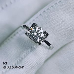 Cluster ringen 18K Gold Lab groei IGI certificaat Diamond 1.04ct 1 vrouwen verlovingsring fijne sieraden fabriek aangepaste sieraden