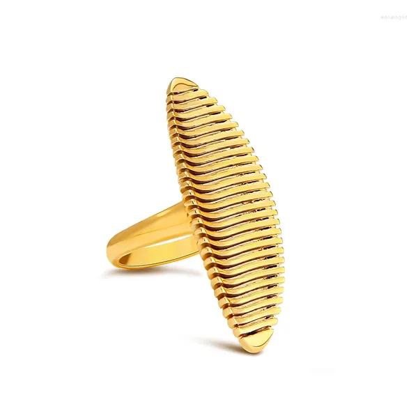 Anneaux de cluster Ring à rayures minimalistes en or 18K