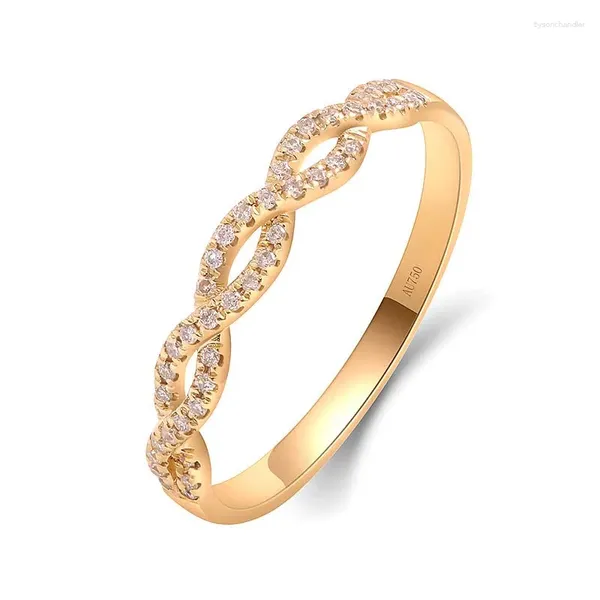 Anillos de racimo 18k Oro Moissanite HPHT CVD Lab Grown Diamond Ring Twist Diseño para mujeres Compromiso Boda AU750 Pass