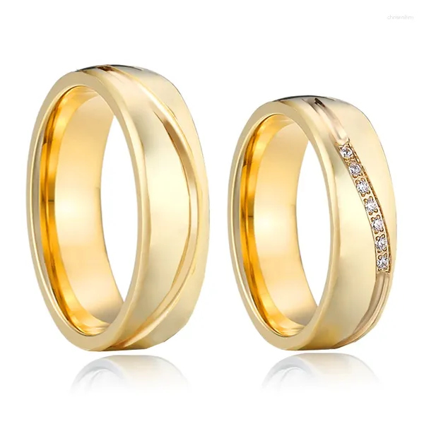 Bagues de cluster Mariage plaqué or 18 carats pour hommes et femmes Alliance d'amoureux Son couple Set Bijoux Big USA Taille 5 à 15