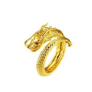 Bagues de cluster 18K Golden Clan Wind Dragon et Phoenix Couple Bague Ouverte Mâle Femelle Bijoux Drop Livraison DHCQZ