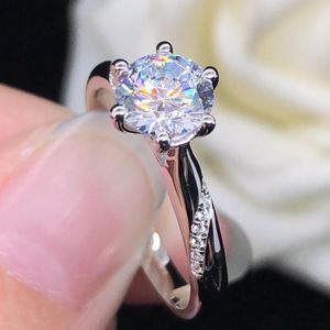 Cluster Ringen 18K Wit Goud AU750 Vrouwelijke Sieraden 0.3-3 Ct 5.0-9.0 Mm D Kleur Moissanite Diamond Engagement R066